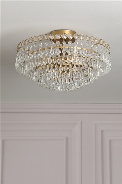(image for) Laura Ashley Enid 5 Light Semi-Flush Faceted Glass and Matt Antique Brass
